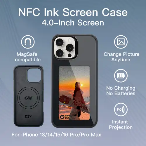 nfc ink screen phone case smart display phone case e-ink phone case for iphone 13-15 series (refresh your phone case ) diy your phone case with multi-functions (phone protector, calender, list, task nfc ink screen phone case smart display phone case e-ink phone case for iphone 13-15 series (refresh your phone case ) diy your phone case with multi-functions (phone protector, calender, list, task