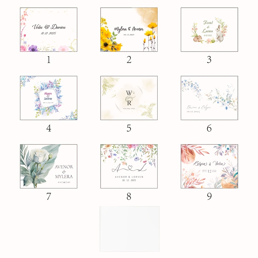 TEMU 'or de mariage personnalisé avec fleurs, 'or de réception personnalisé, Album de fiançailles et d'anniversaire, Souvenir de mariage, Livre de