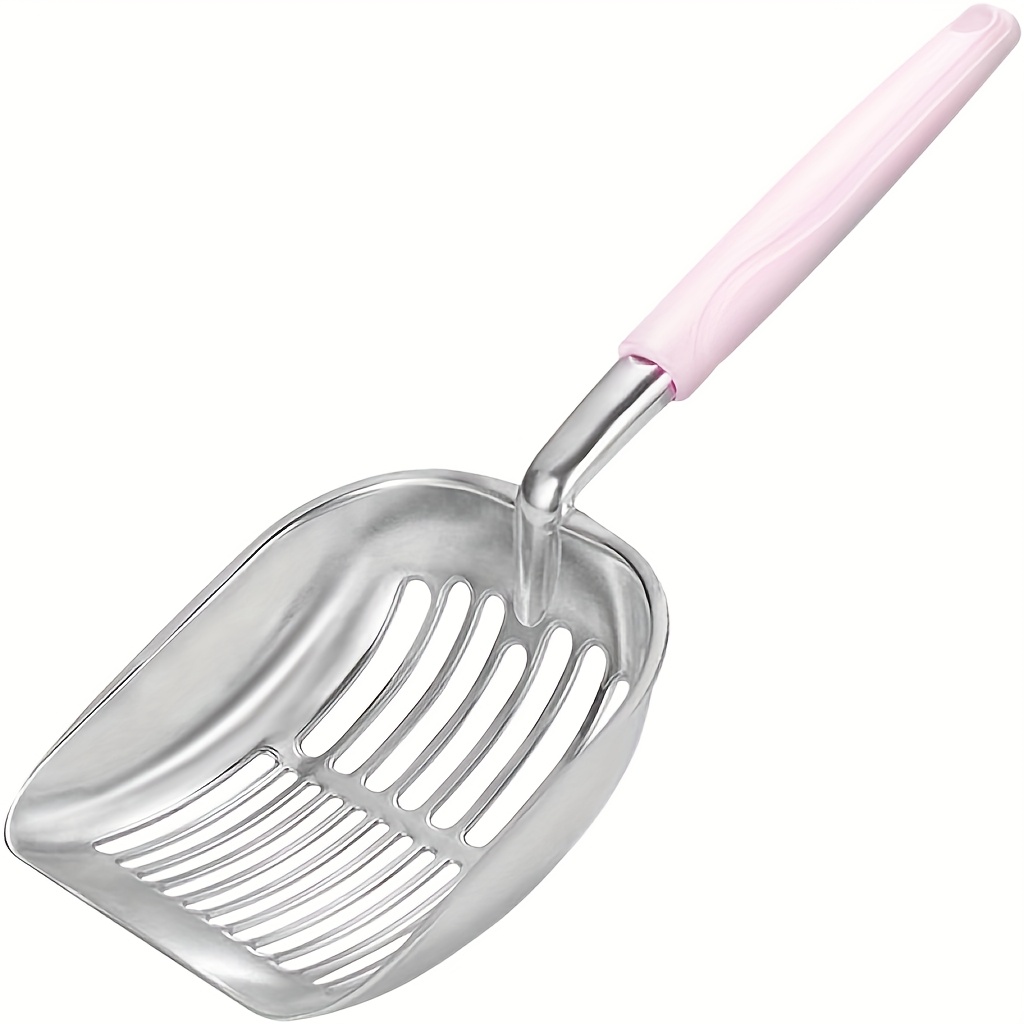 Paletta Per Lettiera Gatti In Acciaio Inox - Doppia Filtrazione (3mm/10mm), Con Base Di Appoggio, Lunghezza 27 Cm