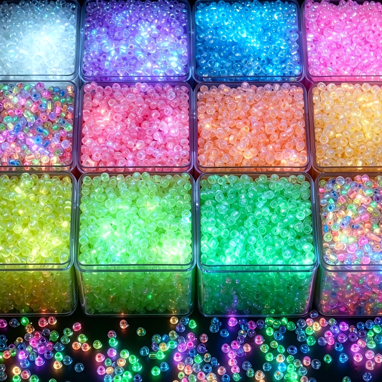 TEMU 1236pz Perline di vetro luminose ad da 3 mm, colori misti, perline fosforescenti per abbigliamento, scarpe e gioielli > Moda donna > Gioielli da