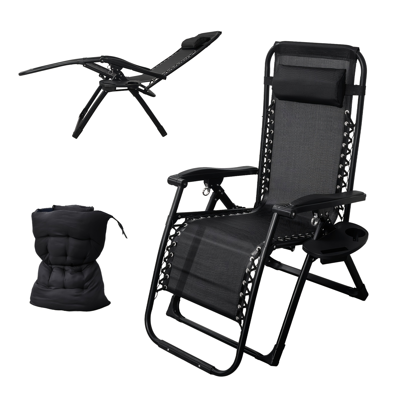 Image of Multi-gear Adjustable Folding Recliner 180*65*30cm Fabric Breathable And Comfortable With Cushion, Can Bear 330lbs, Recliner, Suitable For Office And Leisure Nap