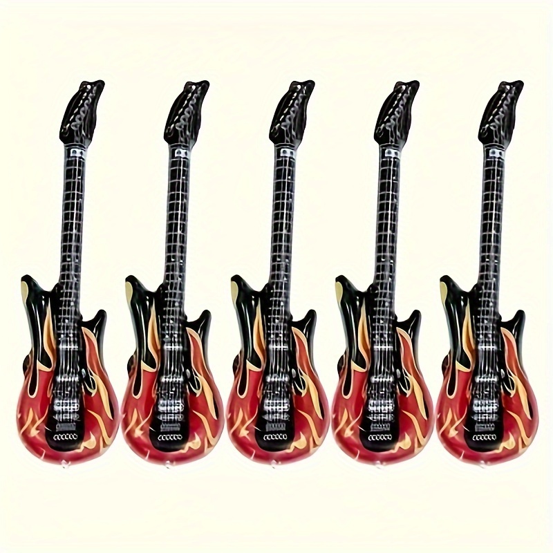

5-piece Giant Inflatable Flame Guitar Balloons, 36.6" - Perfect For Rock Music Parties & Decorations