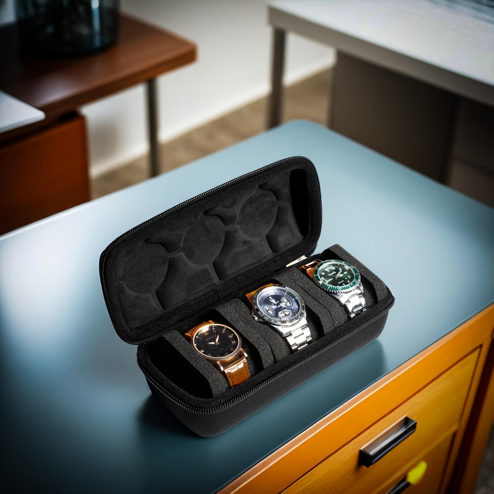 TEMU 1 Luxury 3-slot Watch Travel Case, Watch Storage Box, Watch Travel Case, Mechanical Watch Anti-drop Bag, Can 3pcs Of Men's And Women's Watches,
