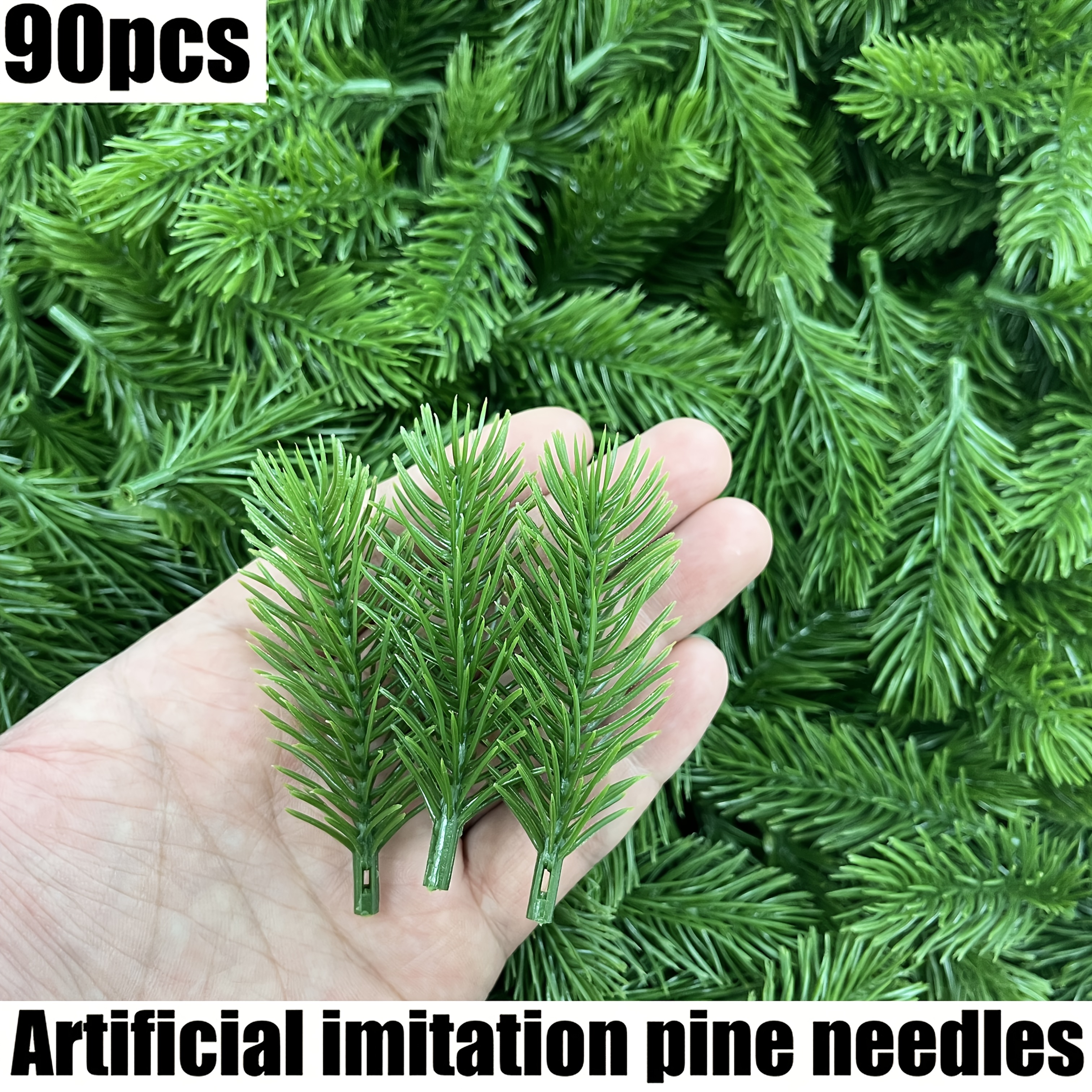 TEMU 90pcs, Artificial Pine Needles - Plastic Green Leaves, Length 8cm/3.14in, For Wreaths And Home Garden Decor - Multifunctional Artificial Pine