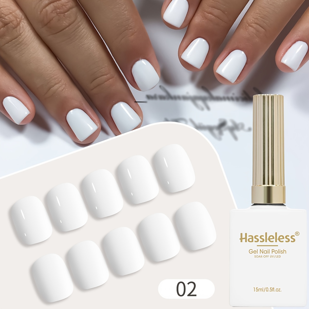 Image of Hassleless Single Tube White Gel Nail Polish - Long-lasting Glossy End, Easy To Apply, 15ml Per Tube, Suitable For Home And Salon Use, Nail Art Tools, Nail Polish Gel, , , Ideal For Home