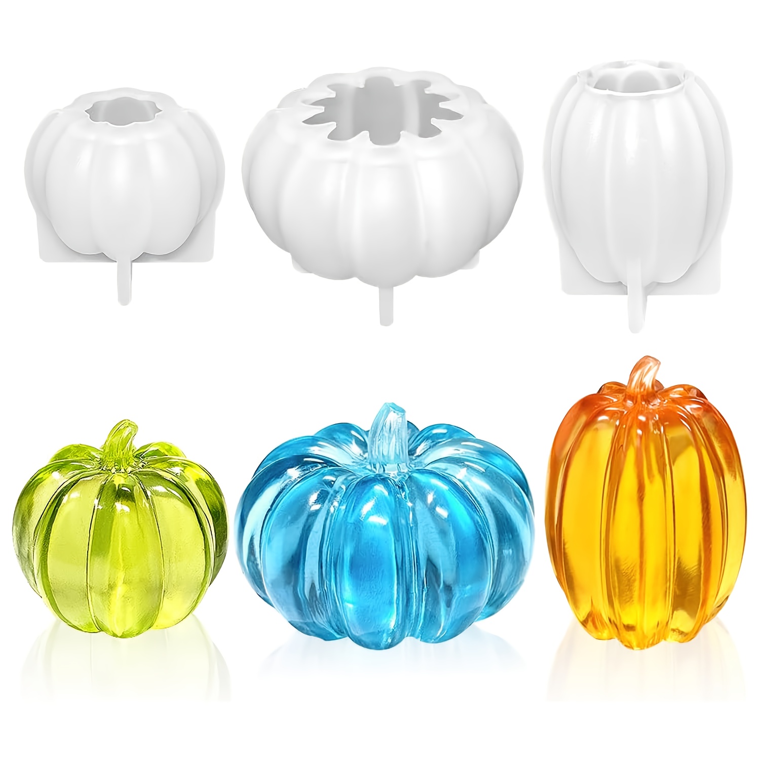 3pcs Mini 3d Pumpkin Molds Set, Pumpkin Silicone Molds For Epoxy Resin, Clay, Concrete, Plaster, Home Halloween Decoration