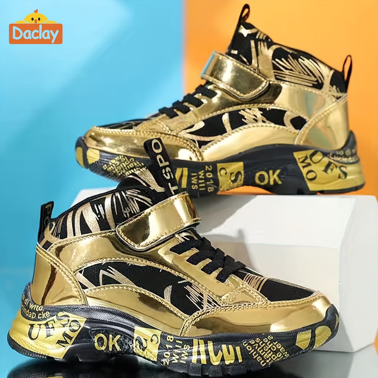 

Daclay Boys Trendy Cool Basketball Shoes, Casual Wear-resistant Non-slip Sports Shoes, All Seasons