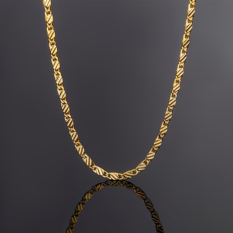 1pc Golden Necklace, 16-30 Inch Adjustable Length, 2mm Flat Chain Design, Minimalist And Elegant Style, Versatile Jewelry Accessory, Perfect Gift