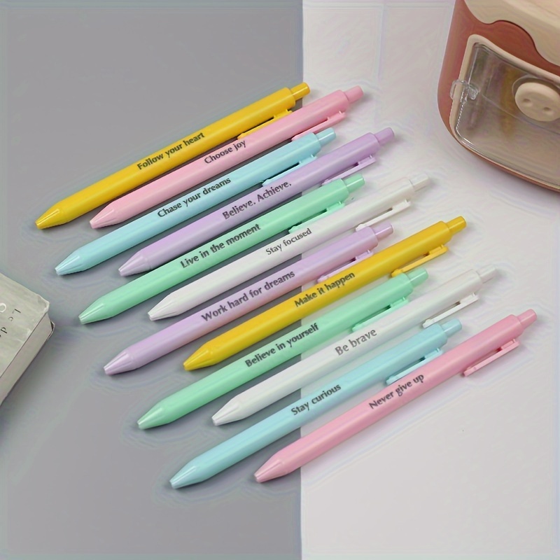 

12pcs, 12pcs Press Neutral Ballpoint Pen Inspirational Pen Writing Smooth Office Study Test Pen Macaron Color Retractable Pen