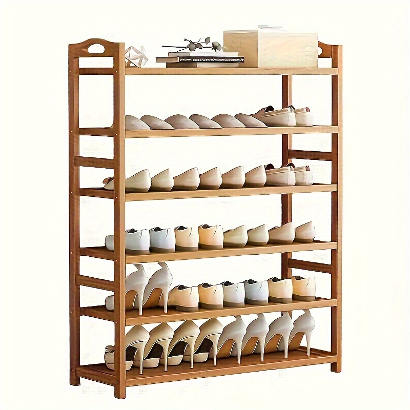 

1pc Bamboo Wooden Shoe Rack Home Floor Standing Simple Shoe Rack Multi-layer Shelf Dormitory Entry Space Saving Storage Small Shoe Cabinet