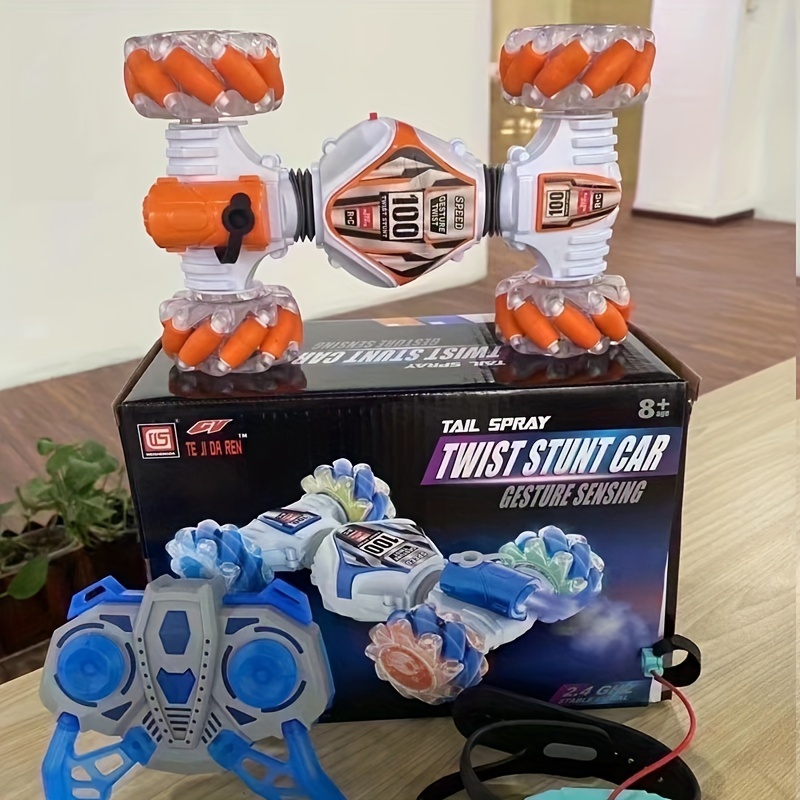 2025 New Trendy Internet Celebrity Recommended, Two-Remote-Controlled Battery-Powered Dual Gesture Sensing Transformable Stunt Flip Car Off-Road Climbing 4WD Toy Vehicle Christmas Gift Birthday Present