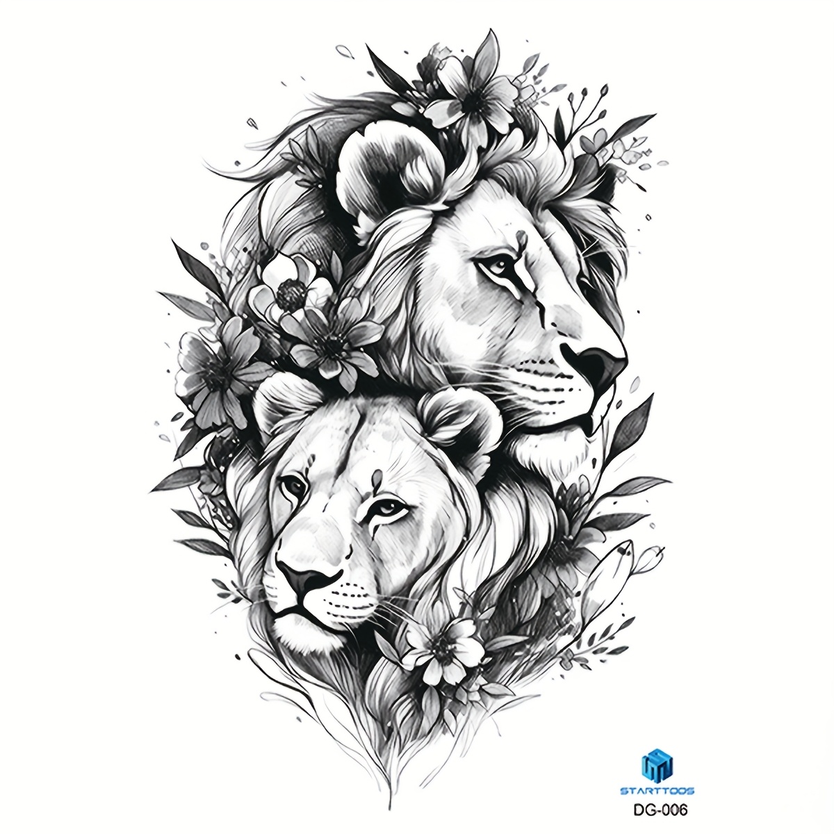 Black Animal Gift Temporary Waterproof Tattoo Sticker For Legs, Back, Large Arm, And Body, 1 Sheet