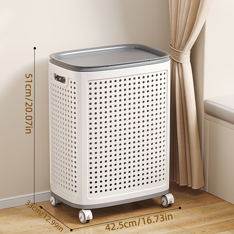 TEMU Large Capacity Laundry Basket With Handle And 360 Â° Swivel Wheels, No Bending Over Laundry Basket, Breathable Dirty Clothes Storage Basket,