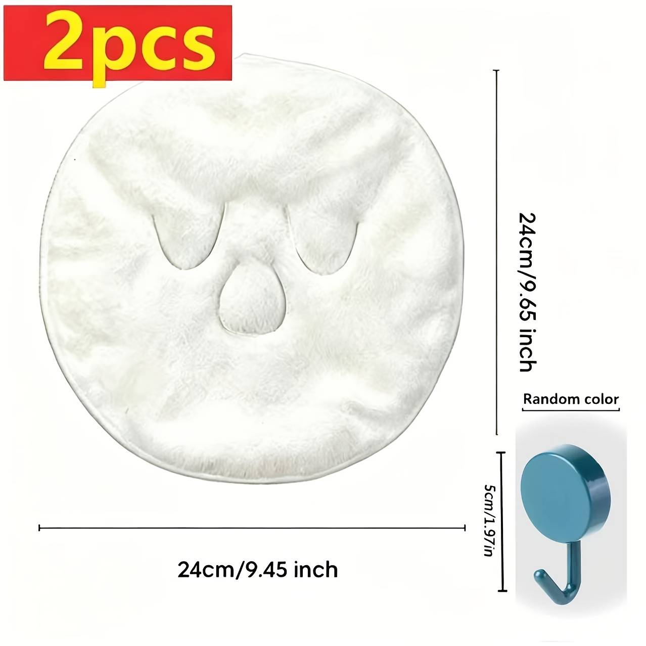 TEMU Hot/cold Compress Facial Towel With Hook (hook Color Random), Soft Facial Wrap For Cleansing, Eye And Jawline Care, 3-hole Design, Spa And