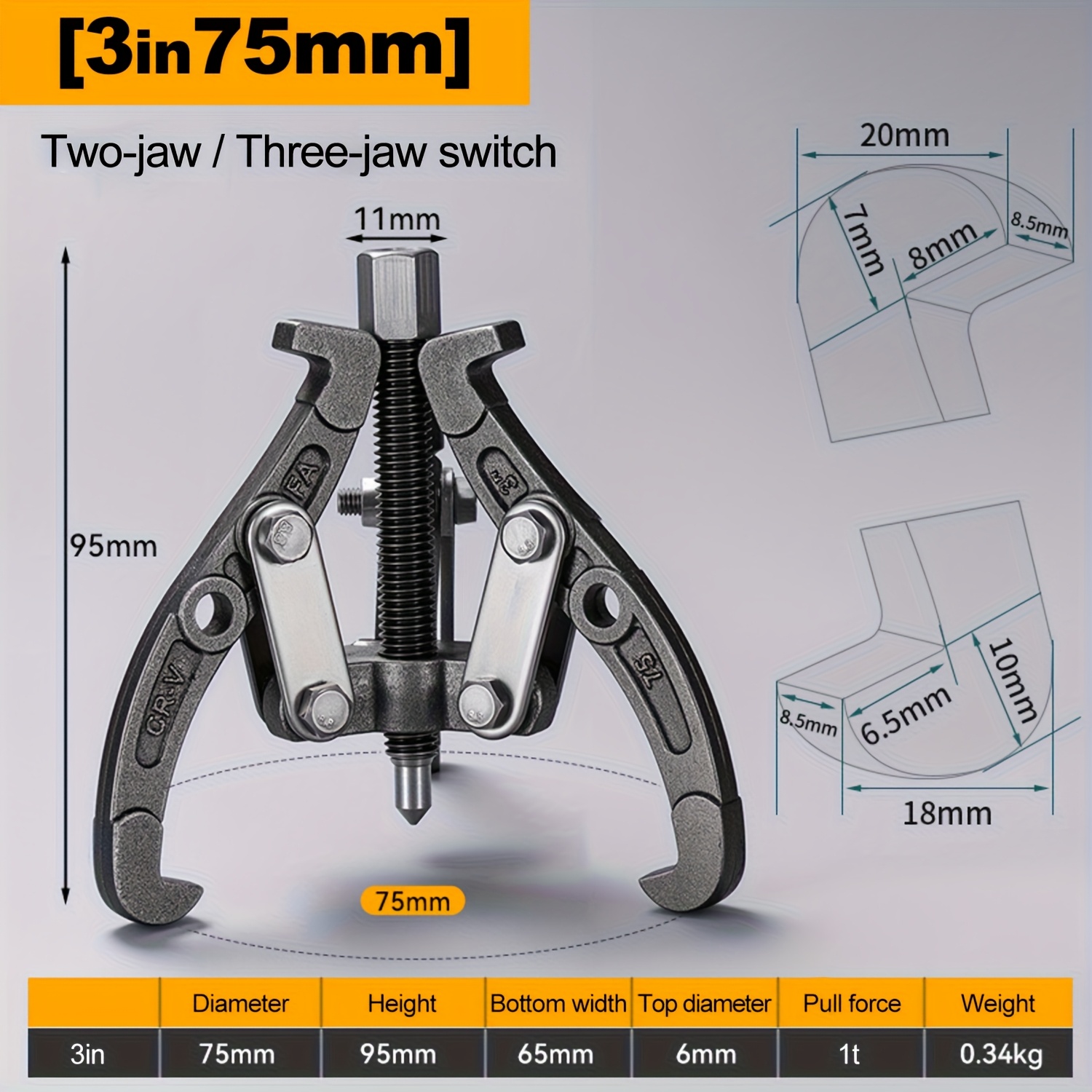 TEMU Gear Puller 3 4 6 Inch 3-jaw 2-jaw Reversible Pulley Remover Tool Bearing Flywheel Removal Kit
