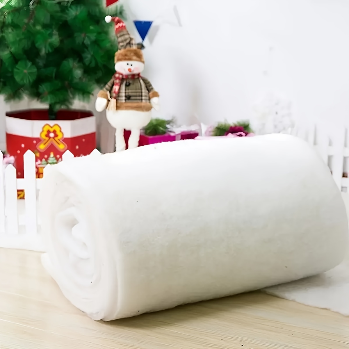 

1pc Artificial Snow Roll - Christmas Tree Decor, Party Table Runner, Table Decoration, White Photo Background Soft Blanket Holiday Diy Stuffing Material, Perfect Christmas Decor