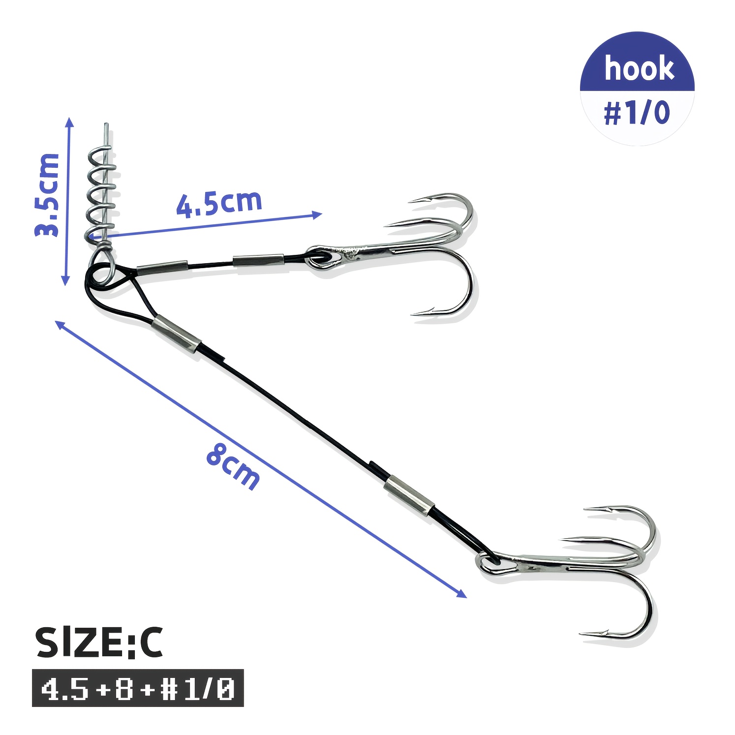TEMU Double-hook/triple-hook Fishing Rig, Sharp Triple Hooks, High-carbon Steel Construction, Wire Bait, Heavy-duty Screw Attachment, Suitable For