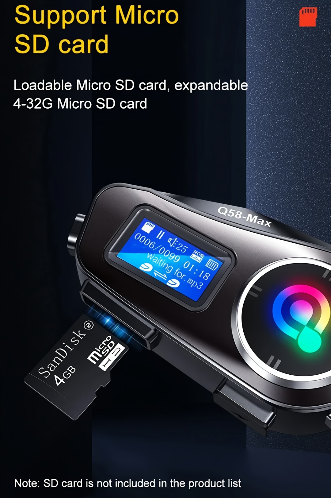 Dispositivo de comunicación para casco de motocicleta Q58-MAX, intercomunicador inalámbrico 5.3, 500M, con intercomunicador Moto, función de compartir música y pantalla LCD