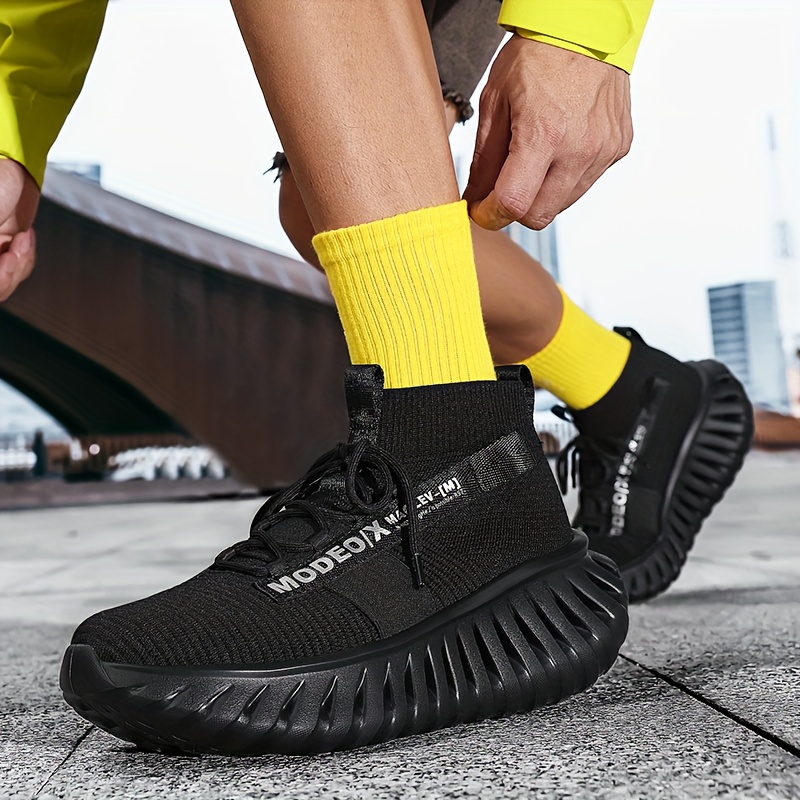 Sneakers, Men's Fashion Shoes, Men's Sports Outdoor Shoes, Men's Mid-Top Running Shoes, Men's Road Running Shoes, Mesh Breathable, Lightweight Shock Absorption, Large Elastic Band Design for a Snug Fit