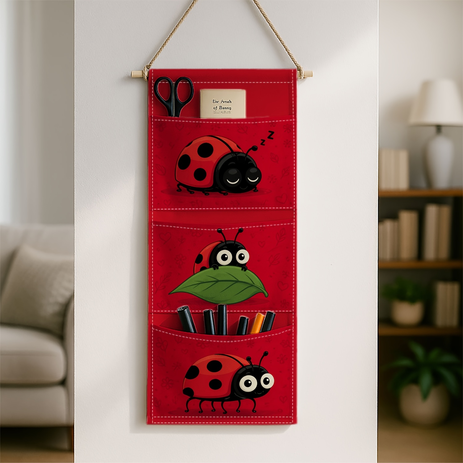 TEMU 1 pz - Borsa portaoggetti con design strampalato a insetti, scaffali pensili , motivo a foglia con , perfetta per soggiorno, camera da letto o