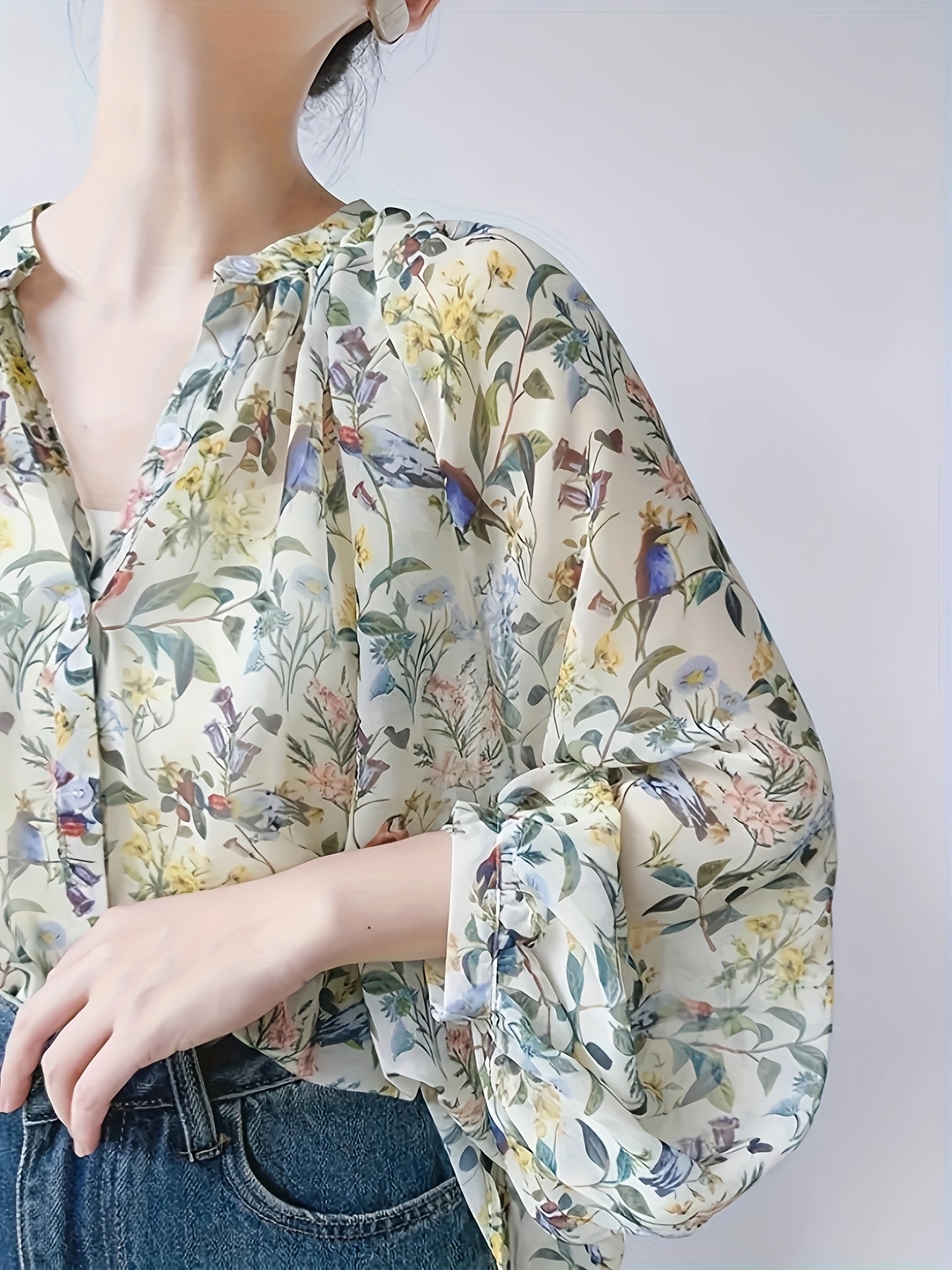 blusa chiffon floral francesa mujeres nueva colección verano