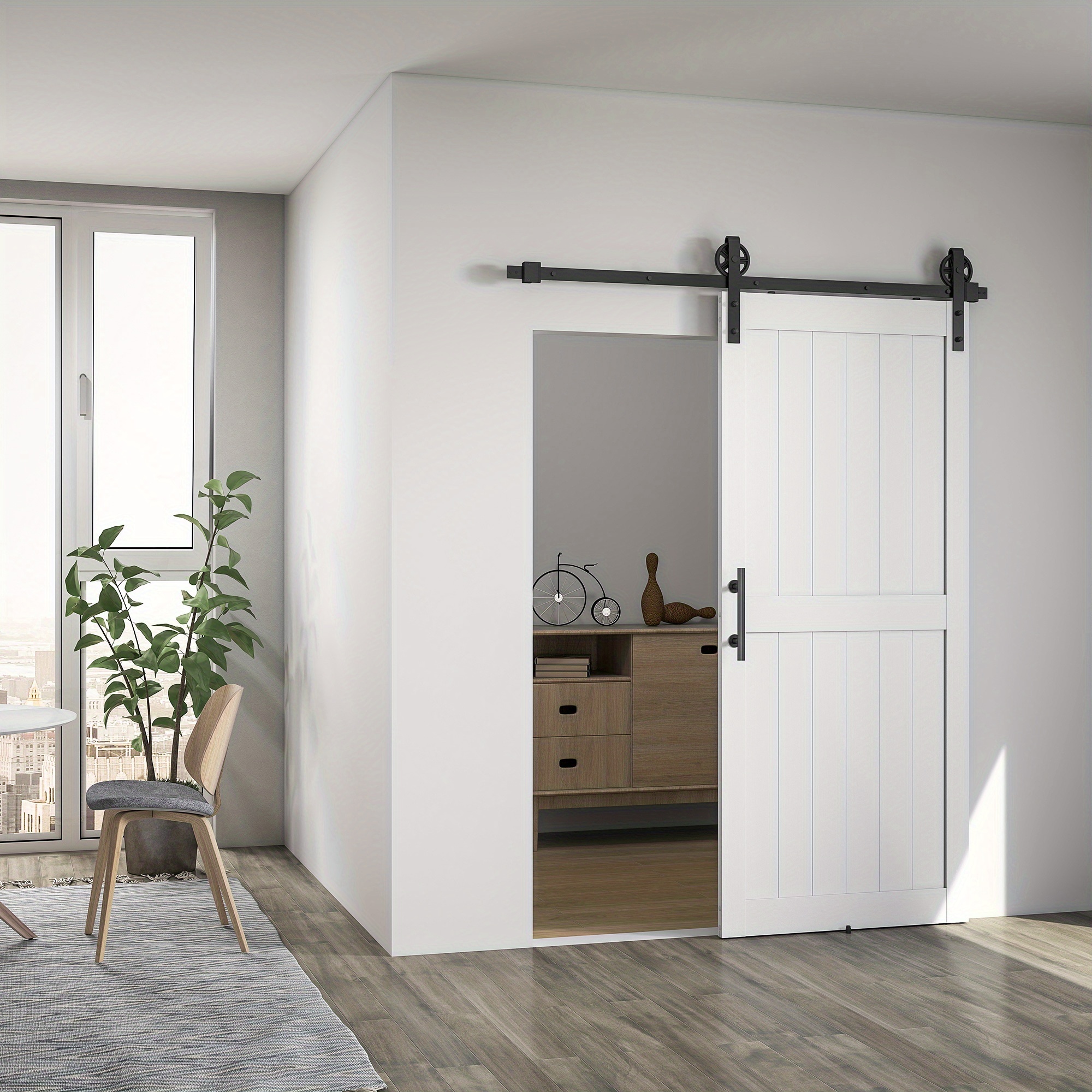 TEMU Porte Coulissante HOMCOM 36'x84" avec Kit de Quincaillerie, Imperméable, Blanc