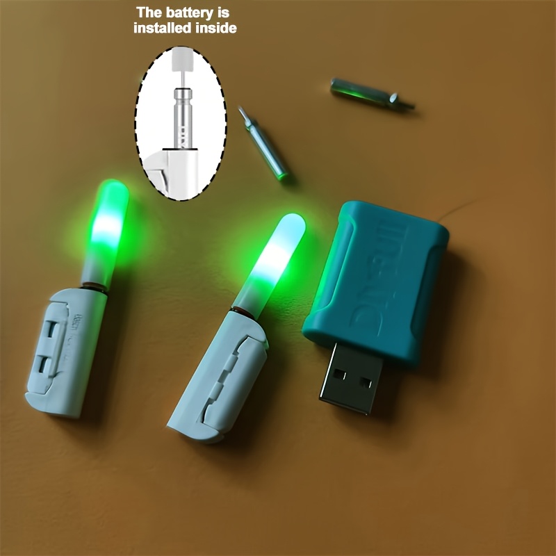 TEMU 5pcs Set (2 Fishing Rod Tip Lights + 2 Rechargeable Batteries + 1 Usb Charger) Suitable For Low-light Environments High Visibility Color When