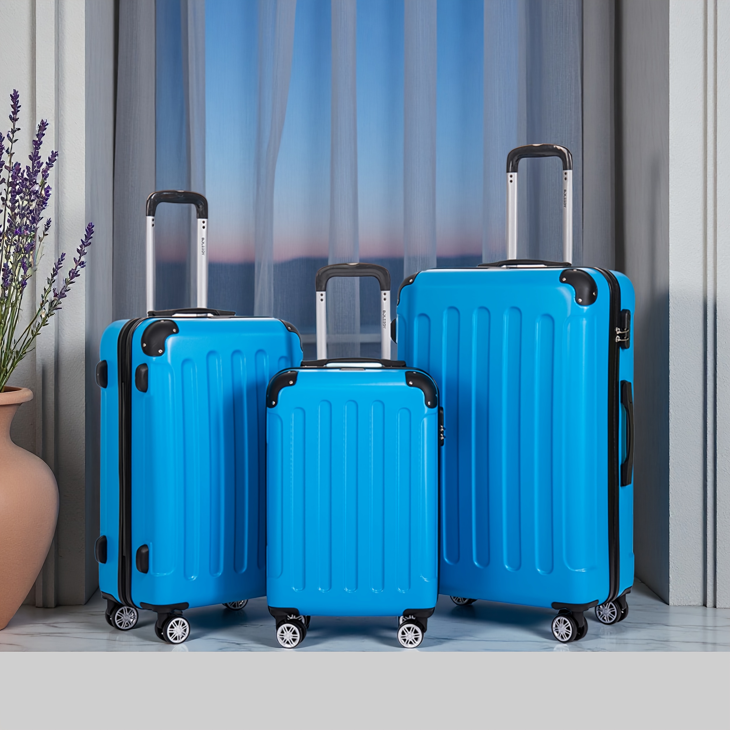 Carry-on Luggage Three-piece Set, Abs Lightweight Hard Shell Trolley Case Set, 360° Rotating Wheel Suitcase, 20-inch 24-inch 28-inch Boarding Case Handbag Locking Combination Lock