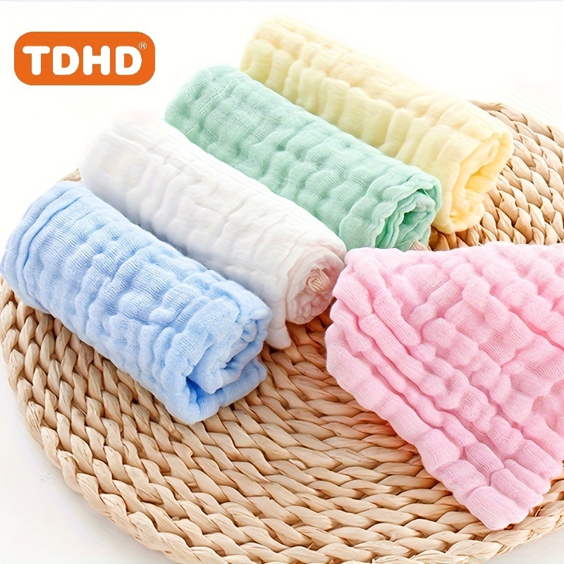 

Tdhd 5pcs Soft & Absorbent Cotton Towels, Plain Color Face Towels