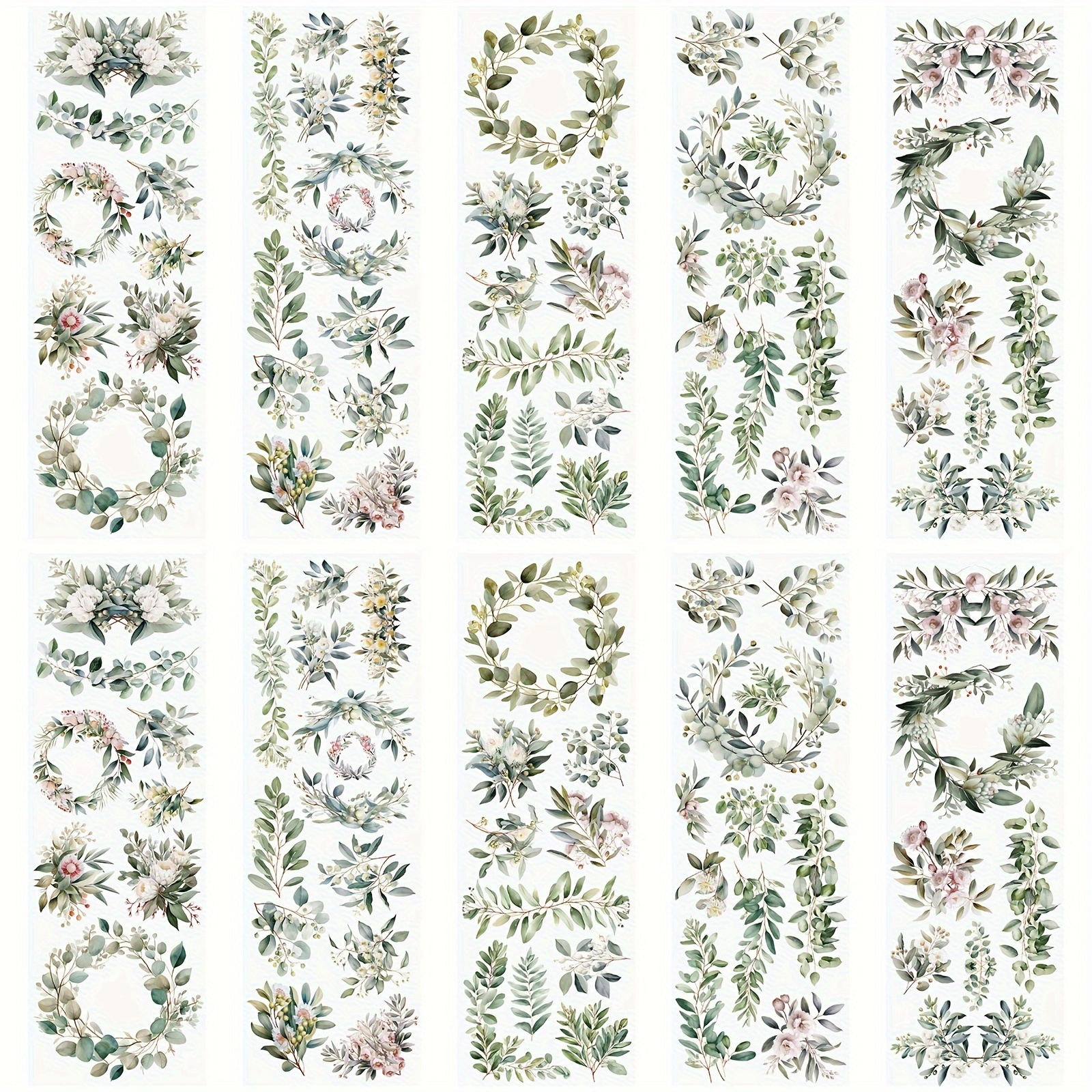 

Botanical Rub On Transfer Stickers - 10 Sheets Assorted Floral And Foliage Decals, Distressed Designs For Scrapbooking, Diy Albums & Crafts, Single-use Paper Material, Ideal For Age 14+