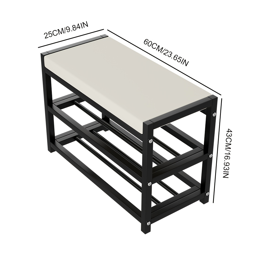 TEMU Banc à chaussures d'entrée avec siège , étagère à chaussures d'entrée avec de rangement, meuble à chaussures noir pouvant contenir 8 paires de