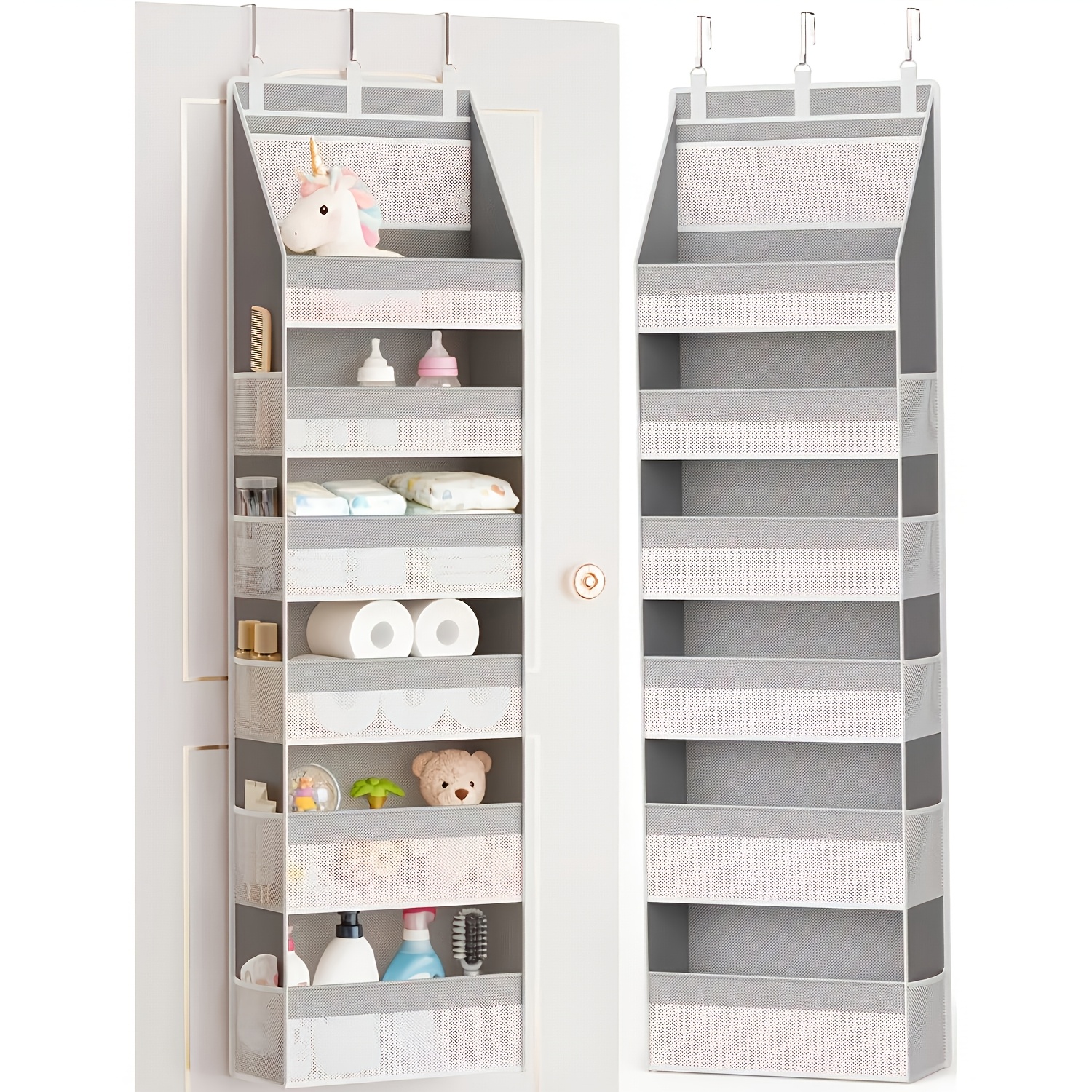 TEMU Over The Door Organizer, 6-tier Hanging Storage Rack With Mesh Pockets, Wall-mountable Door Organizer For Bedroom, Bathroom, Nursery, Pantry &
