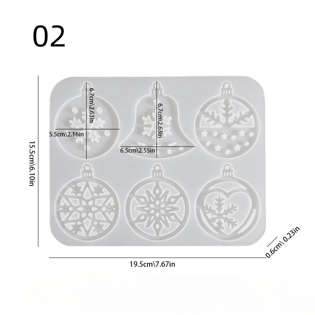 TEMU 1pc Diy Resin Silicone Mold, Christmas Decoration Silicone Mold, Circular Pendant Resin Mold, Christmas Tree, Snowflake, Christmas Bell, Element