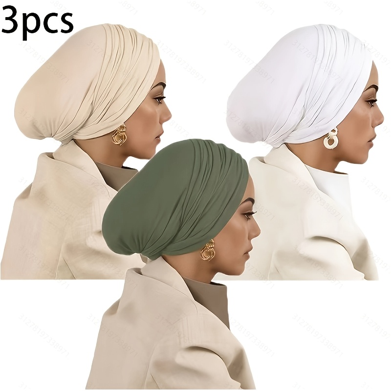 TEMU 3pcs Set Of Solid Color Easy Headbands, Elastic And Breathable Headscarf Hats, Casual All-match, Premium Temperament Women's Headwear
