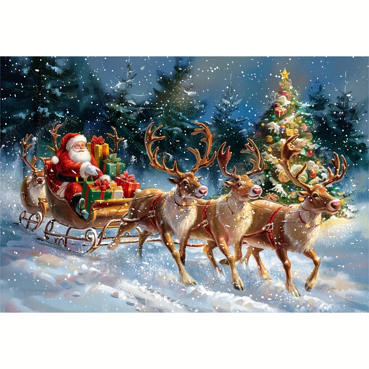 

1pc Large Size 40x60cm/15.7x23.6in Without Frame Diy 5d Diamond Art Painting Kit The Christmas, Full Rhinestone Painting, Diamond Art Embroidery Kits, Handmade Office Decor