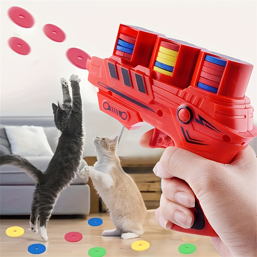 

Interactive Cat Toy Launcher With 30 Soft Foam Discs, Indoor Manual Disc Launcher, No Battery Required