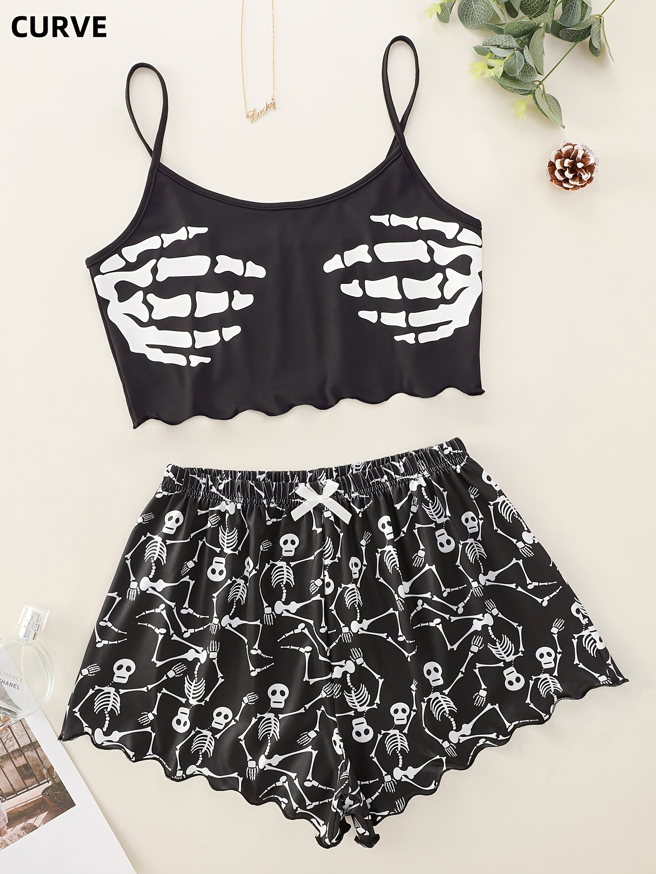 ensemble pyjama gothique femmes taille imprimé Temu - Main Image