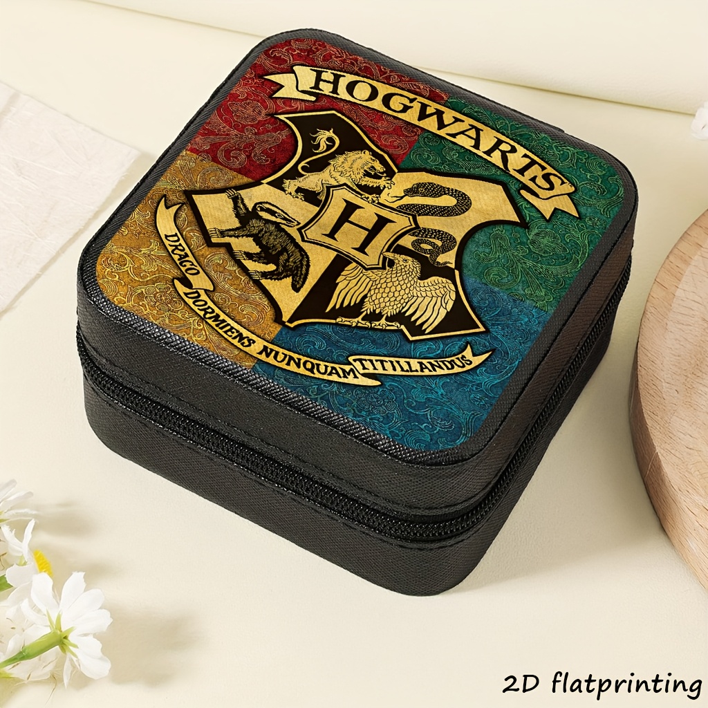 TEMU (authorized) 1pc Warneb Harry Potter Cartoon Jewelry Organizer Box With Zipper Closure - Portable Travel Case For Ring Pendant Earring Necklace