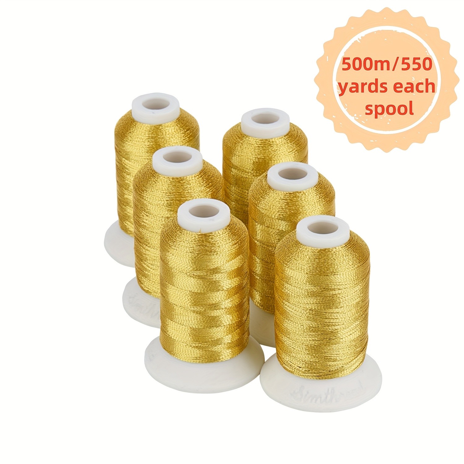 

6 Spools Metallic Embroidery Machine Thread 500m(550y) For Embroidery And Decorative Sewing