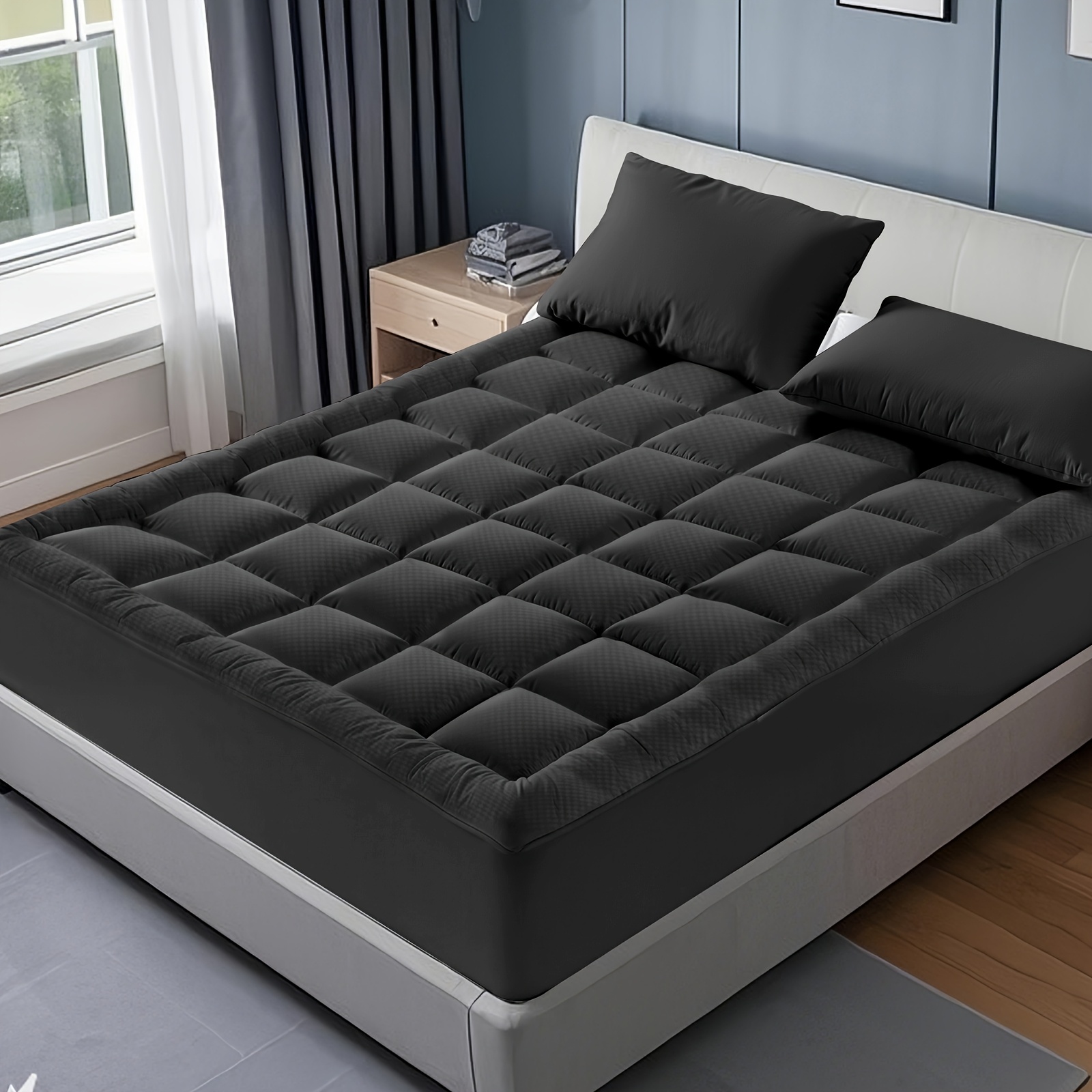 Cooling Mattress Topper, Plush Quilted Pad With 8-21 Inch Deep Pockets, Overfilled With Breathable Polyester, Mattress Protector - Machine Washable