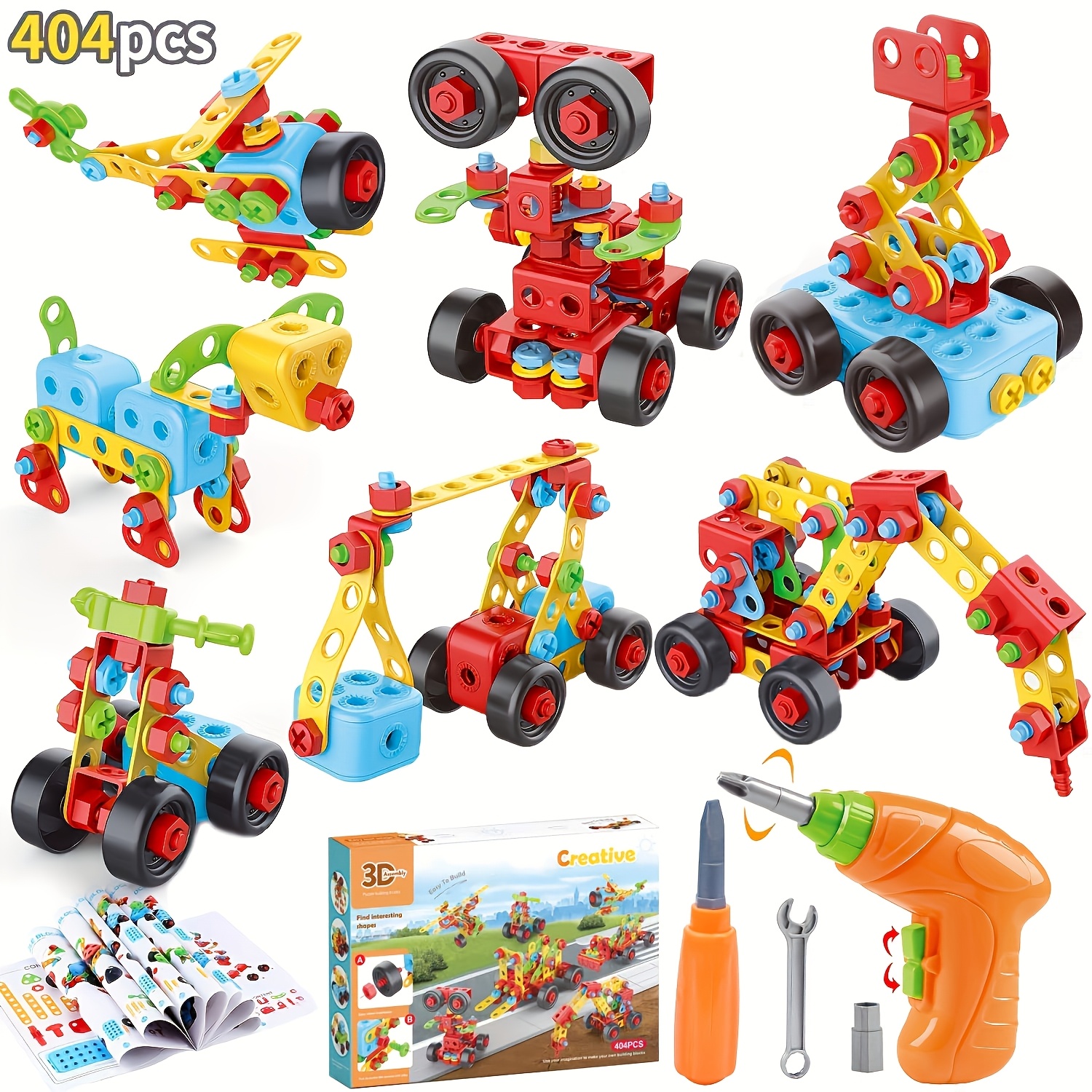 

404pcs Stem Creative Construction Playset For Kids 6 To 8 And Up, Take- Building Blocks To Endless Possibilities!