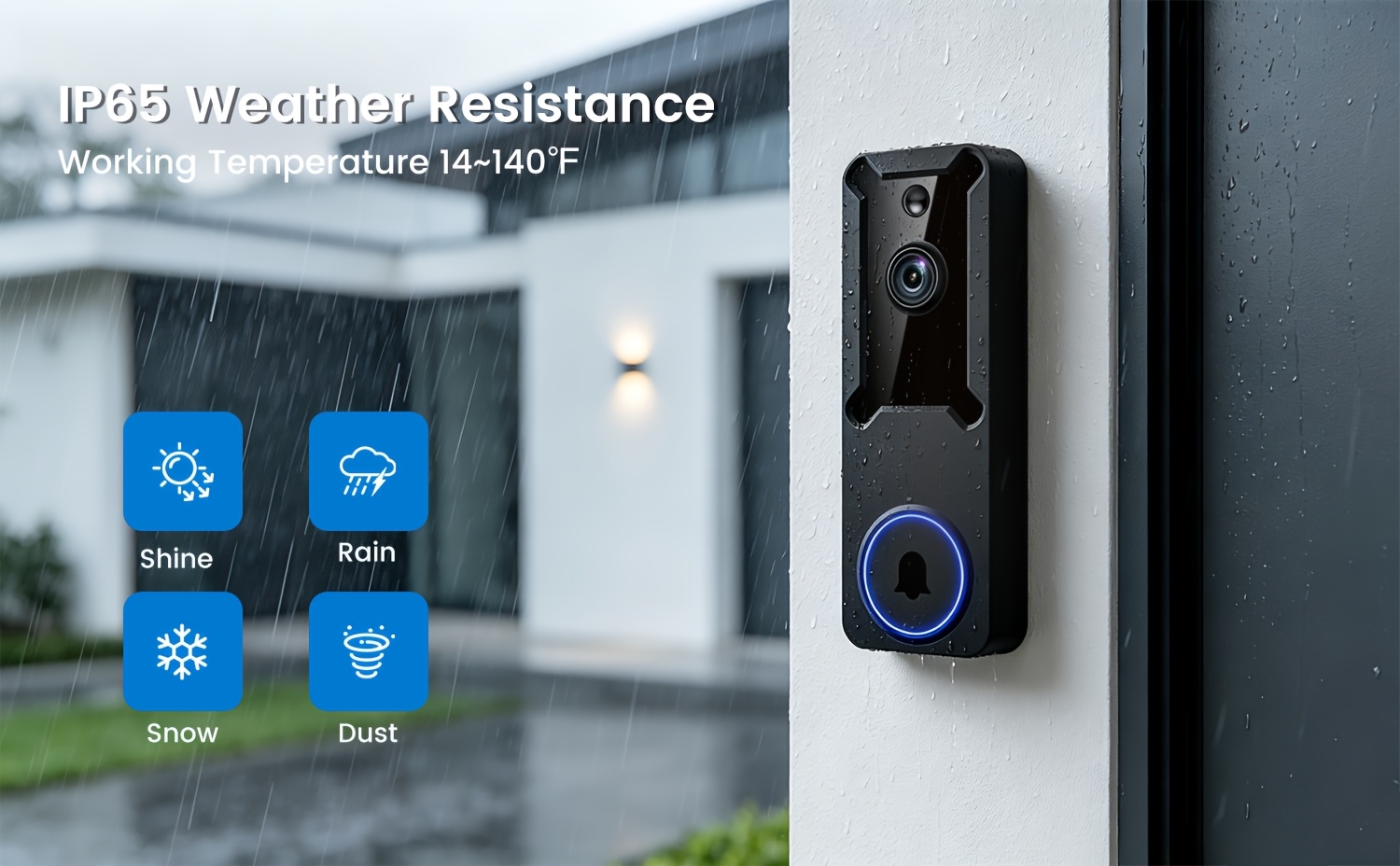 2pcs/1pc Smart Wireless Doorbell Camera System with Puvue App Compatible for /, Indoor/Outdoor Security Camera, Two-Way Audio, Real-Time Video, USB- Battery Doorbell Camera Suitable for Home Security System