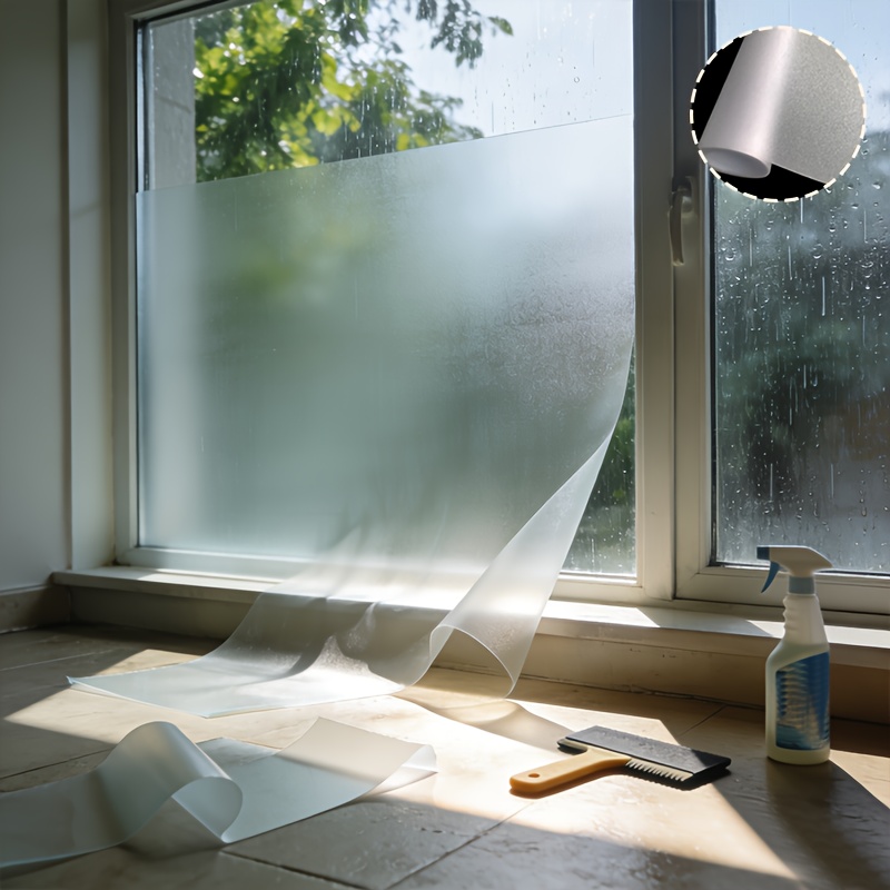 TEMU 1 Rouleau de Film de Verre Anti-Statique Mat et Dépoli, Offrant un Effet Mat Délicat, Adapté aux Portes et Fenêtres en Verre de , du Bureau, du