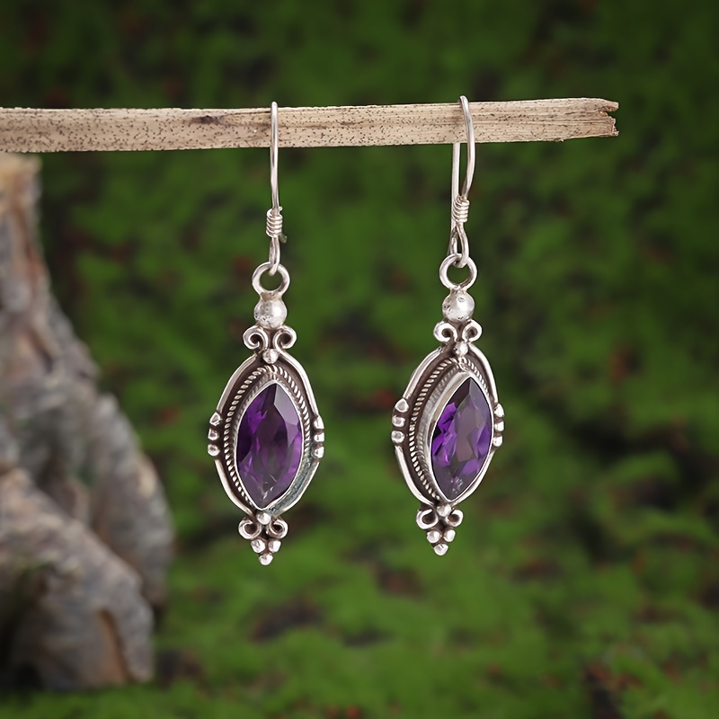 E-shop Neue modische ovale lila synthetische Ohrringe für Damen Herren, tägliches Schmuck-Accessoire-Geschenk