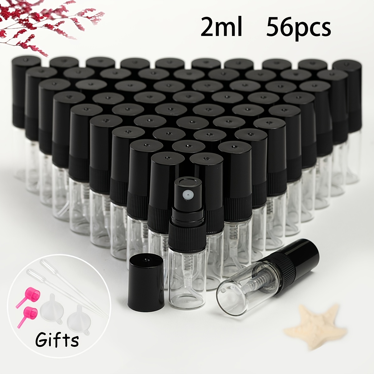 E-shop 32 Stk./56 Stk./Packung Transparente Glasparfümflasche 2ml 3ml 5ml 10ml Sprühflasche Praktische Schönheits-Make-up-Auffüllungs-Glas-Sprühflasche