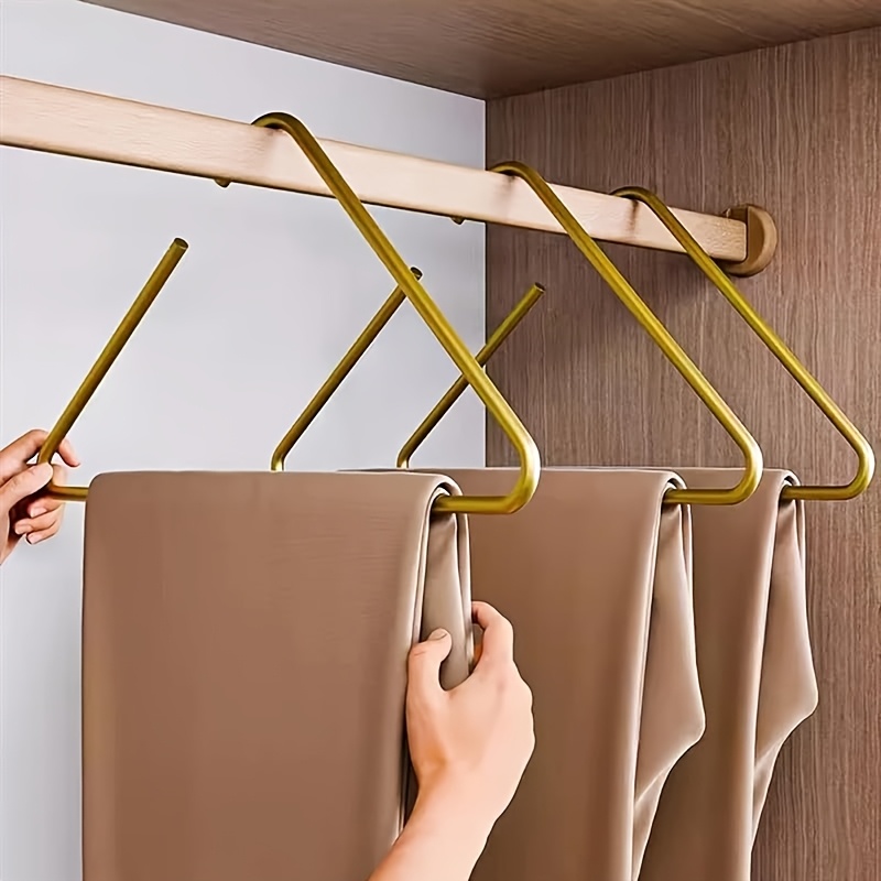 [Durable Triangle Coat Hangers] 5pcs Durable Triangle Shape Coat Hangers, Non-Slip Clothes Hangers for Trousers, Scarf, Wardrobe Organizers in Golden/Silvery/Grey