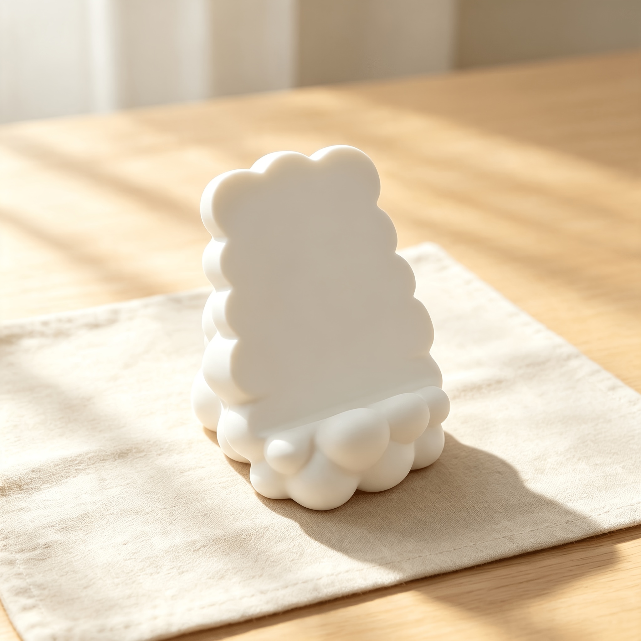 TEMU Cloud Wave Phone Stand, A Item That Serves As A Phone Holder And A Soothing Desktop Decor Piece. The Soft, Cloud-like Gentle And Visually