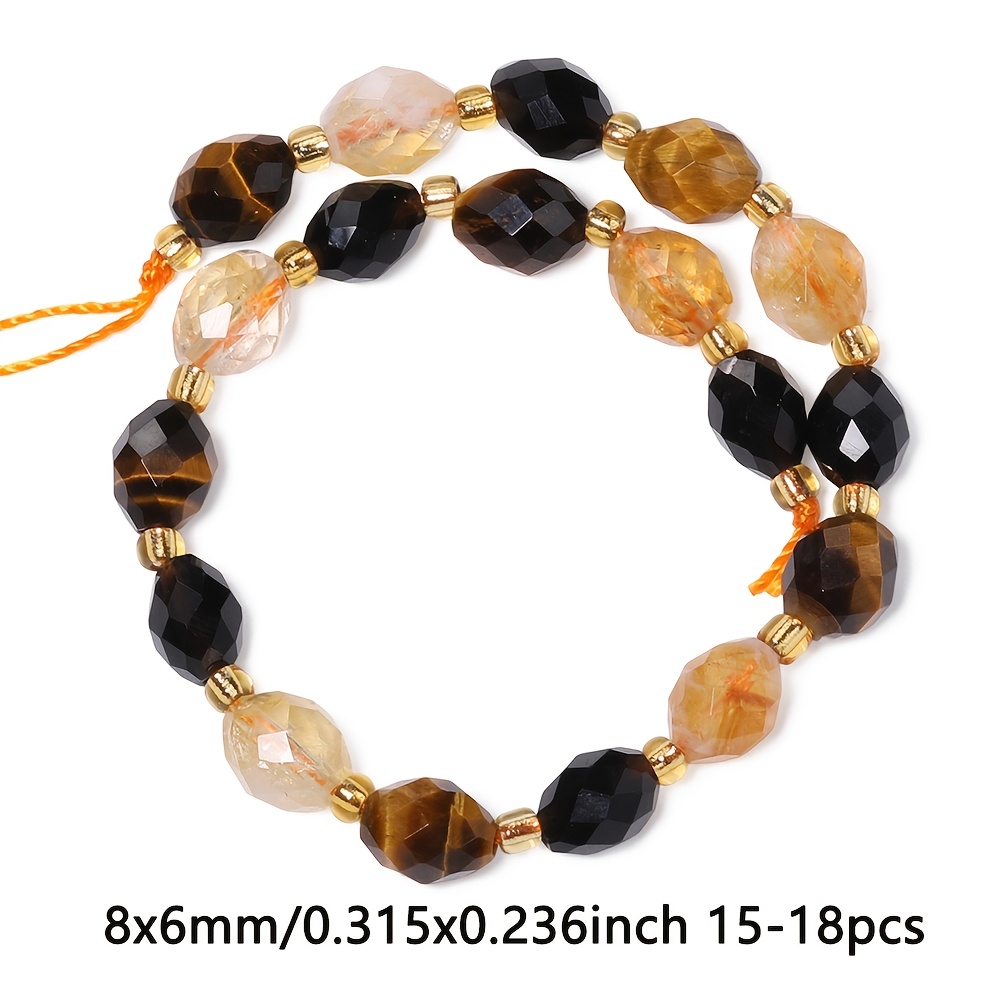 TEMU 8x6mm Aaa Oval Natural Obsidian Citrine Stone Beads Exquisite High Quality Loose Spacer Beads For Unique Jewelry Making Beads & Bead Assortments