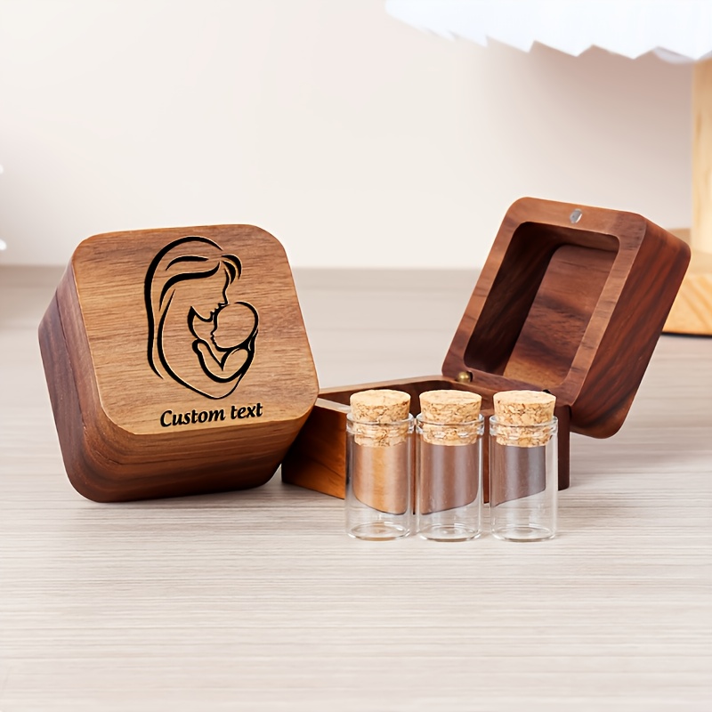 TEMU Personalisierte Holz--Erinnerungsbox mit graviertem Design – perfektes Geschenk für frischgebackene Eltern, tragbare Haar-Aufbewahrungsbox,