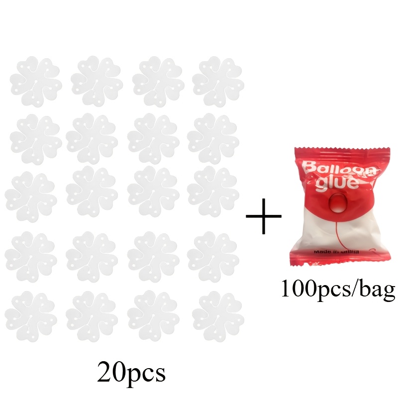TEMU 20 clips para globos + paquete de de pegamento para globos, diseñados para arreglos florales, perfectos para asegurar decoraciones en y fiestas